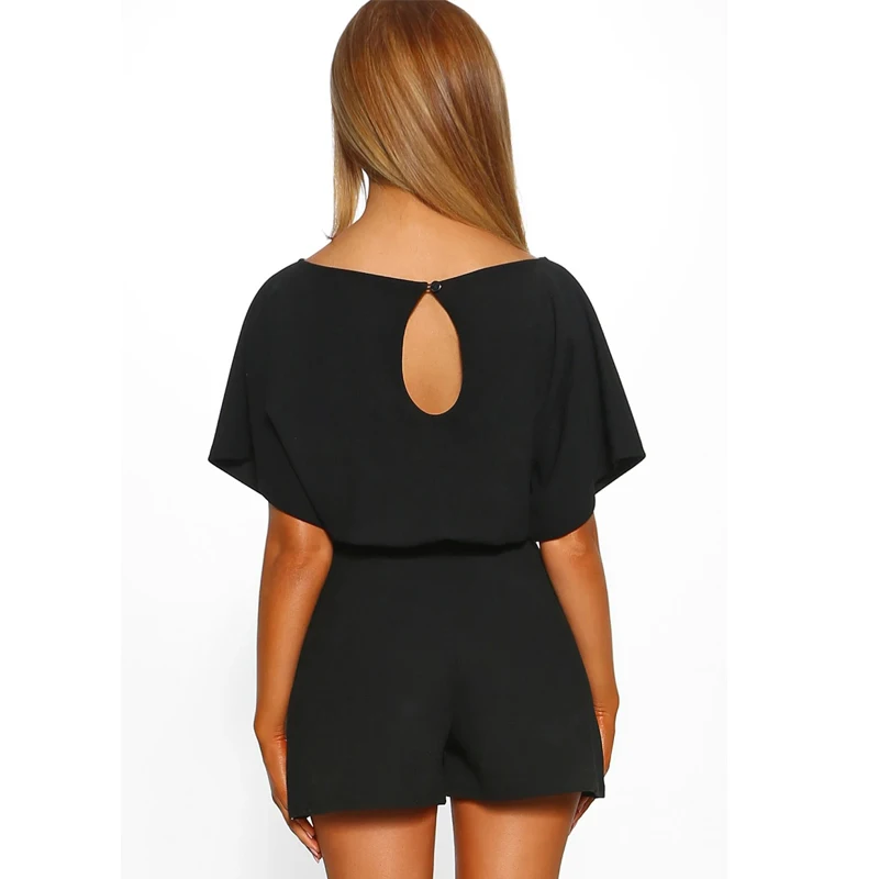 Women's Playsuits Fashion Lace Waist Short Sleeve Shirts Elegant Casual Sexy Slim Ladies Clothing Female Party Clothes