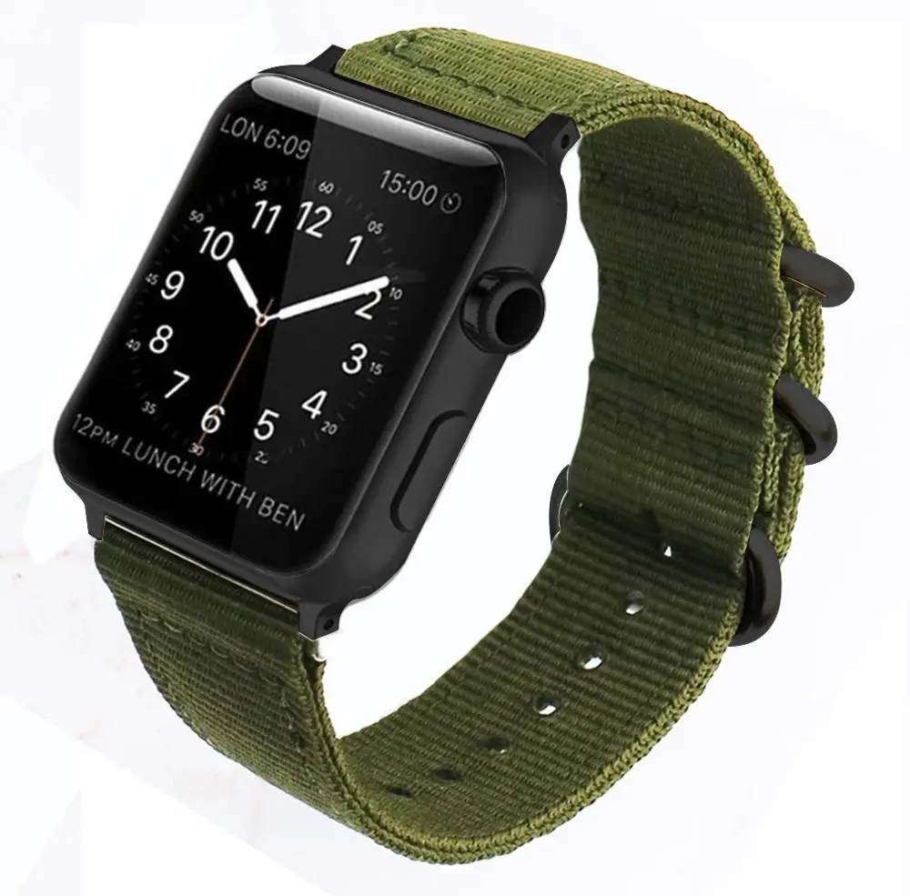 Army Green Ремешок для apple watch band 44 мм 40 мм apple watch 5 4 спортивный нейлоновый браслет ремешок для часов iwatch 3 2 1 ремешок 42 мм 38 мм аксессуары - Цвет ремешка: Army Green