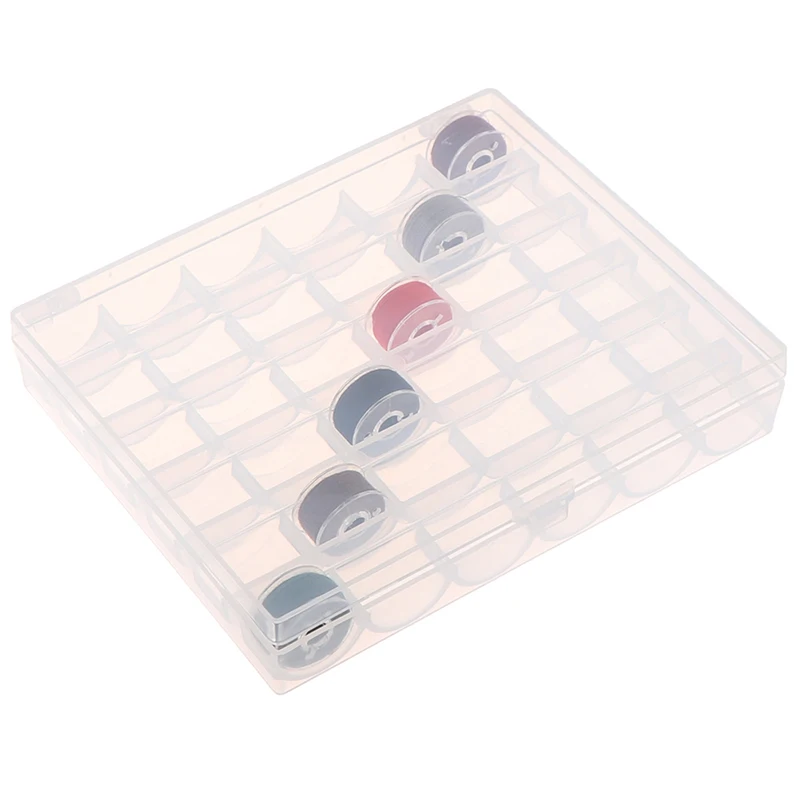 25/36 Spools Empty Bobbins Box Sewing Machine Bobbin Case Organizer Storage Plastic Box For Home Sewing Accessories