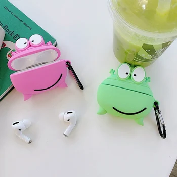 

For AirPods Case Cute Good Green Smile Frog Earphone Cases For Apple Airpods Pro Case Protect Cover With Cartoon Pendant