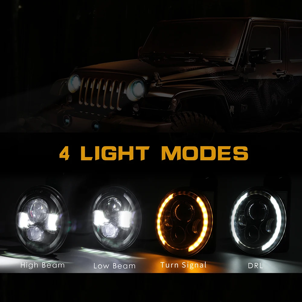 Фары дальнего и ближнего света светодиодсветодиодный 2x7 дюймов для Jeep Wrangler JK TJ CJ