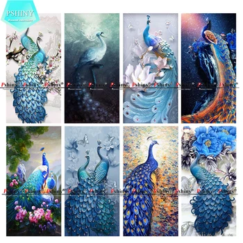 

NEW 5D DIY Blue Peacocks Diamond embroidery sale round or square pictures with full display rhinestones animals Diamond Painting