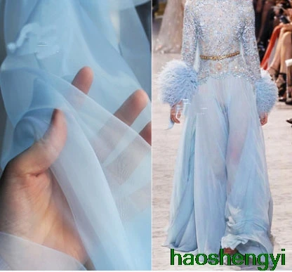 Зашифрованный светильник из органзы дымчато-голубой перспектива из гладкой ткани Свадебный светильник из марли ткань для одежды