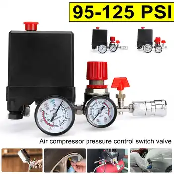 

Durable 380V Regulator Duty Air Compressor Pump Pressure Control Switch 4 Port Air Pump Control Valve 95-125PSI Regulator Gauge