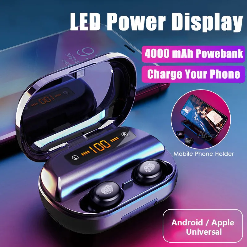 V11 TWS Bluetooth 5 0 earphone Headphone With microphone 4000mAh charing case HD Stereo LED Display True Wireless Sports headset