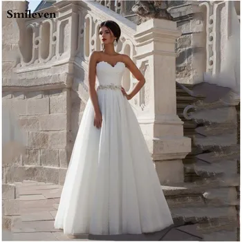 

Smileven A Line Boho Wedding Dress Sweetheart Bridal Dresses Lace Up Back Vestido De Noiva Lorie Wedding Gowns Turkey Dresses