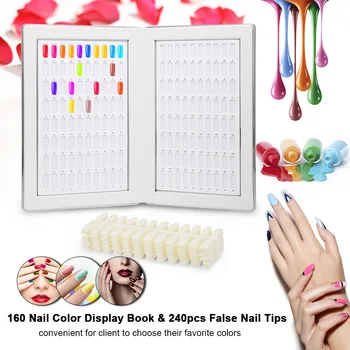 

160 Nail Color Display Book With 240pcs False Nail Tips For DIY Nail Polish UV Gel Color Card Board Manicure Salon Tools