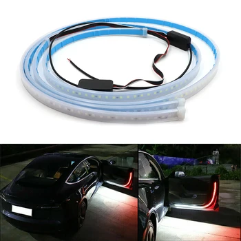 

2pcs/lot 120cm Car Door Opening Warning LED Door Strip Strobe Flash Lamp Red White Anti-collision Welcome Decorative Light Color