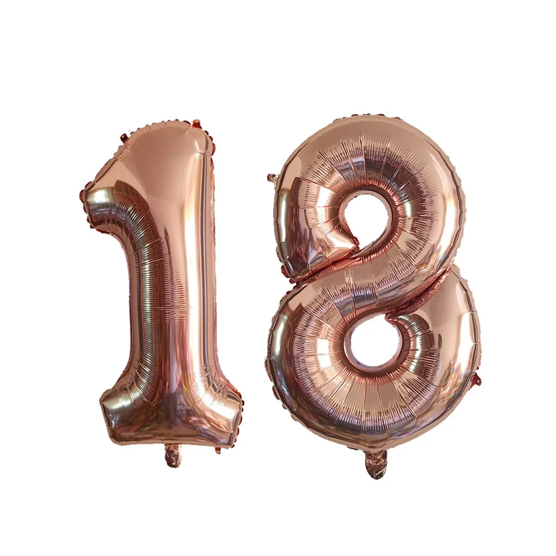 Set of 2 Colorful 30th Birthday Foil Balloons - Pink, Blue, Gold Party Decorations