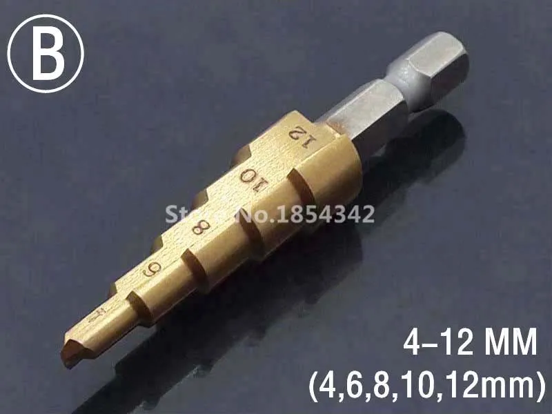 HSS Титан 4-12 мм спиральный рифленый 1/4 шестигранный хвостовик металлический Шаг сверло отверстие резак дерево конусный сердечник сверлильная пила электросверла инструмент