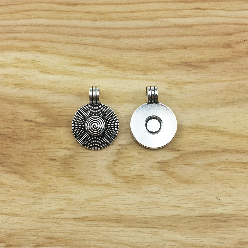 

10 Pieces Tibetan Silver Boho Swirl Vortex Spiral Round Charms Pendants for Necklace Jewellery Making Accessories