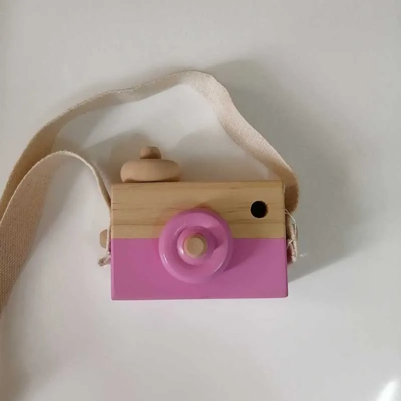 pink Милые деревянные игрушки в скандинавском стиле, камера для детей, подвесная камера для фотосессии, украшение, детские игрушки Монтессори, детские подарки на день рождения, Рождество - Цвет: pink