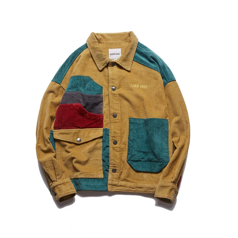 

Yi dao Vintage Japanese-style Origional Contrast Color Joint Corduroy Jacket Men's Autumn New Style Popular Brand Loose-Fit MEN'