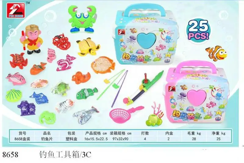 

Double Poles Fishing Toolbox 8658 Magnetic Model Fishing Team Fishing Educational Play House CHILDREN'S Toy Mixed Batch