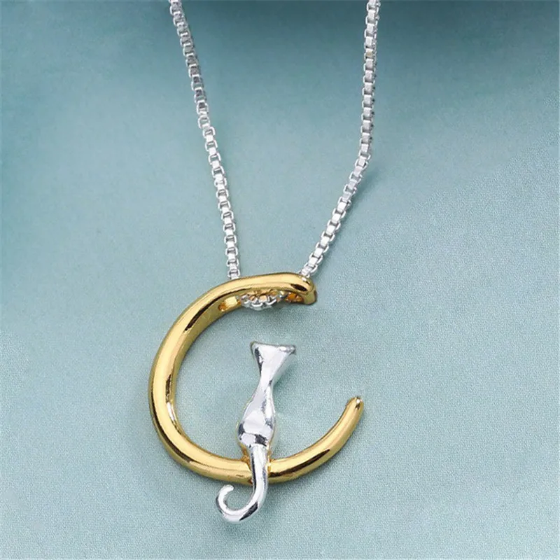 Новинка 2019 модное винтажное ожерелье с подвеской в виде кота и Луны длинная