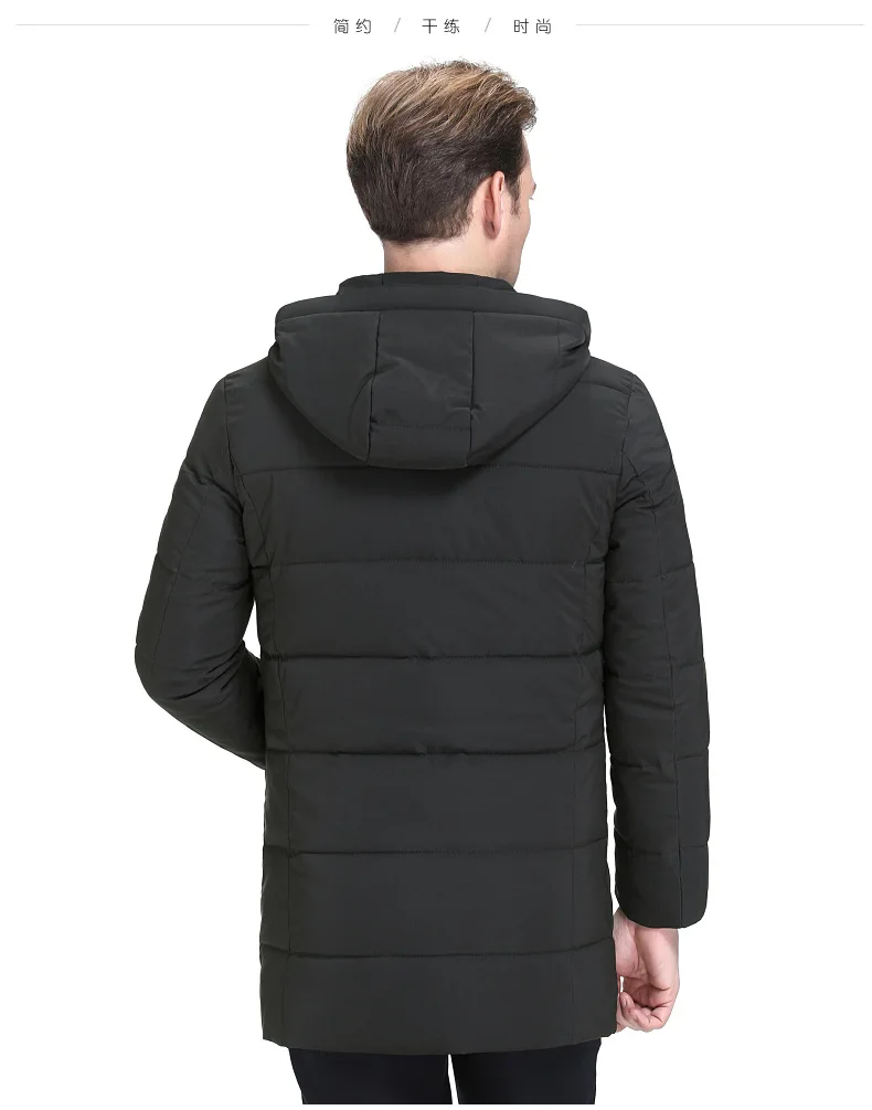 Мужчины среднего возраста Зимняя Толстая хлопковая стеганая одежда папа зимнее пальто хлопковая стеганая куртка с капюшоном средней длины пуховик с хлопковой подкладкой