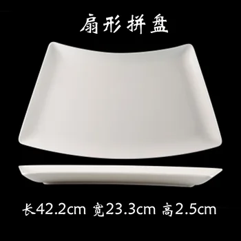 

45% bone powder,european standard fine bone china 16 inch Fan shaped flat plate serving plates home restaurant dish