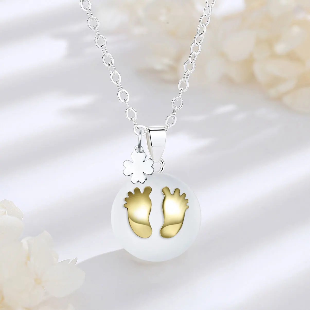 Eudora 20MM Harmony Bola Ball Baby footprints Pregnancy Chime Angel Caller Mexcian Bola Pendant Necklace Fine Jewelry for Women 5