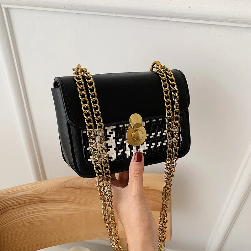 

CHIC Bag WOMEN'S Bag New Style 2019 Fashion Contrast Color Western Style Versatile Shoulder Bag Fashion Chain Shoulder Square Sl