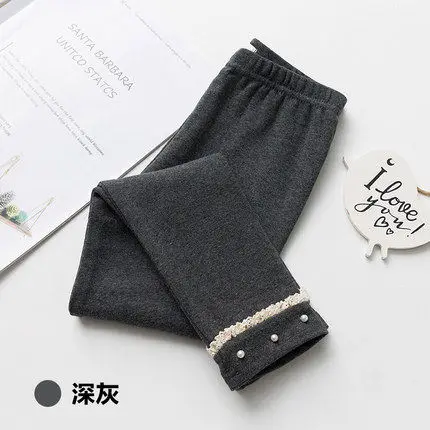 darkgrey thin Леггинсы для девочек Теплые Детские утепленные штаны на осень-зиму хлопковые детские флисовые брюки для маленьких девочек леггинсы для малышей 100-150 - Цвет: darkgrey thin