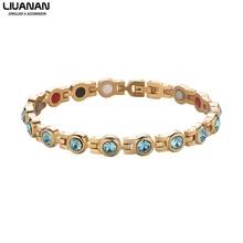 Женский кристаллический Магнитный браслет из нержавеющей стали браслет леди Здоровье энергии цепи и ювелирные изделия с бриллиантами подарок для женщин