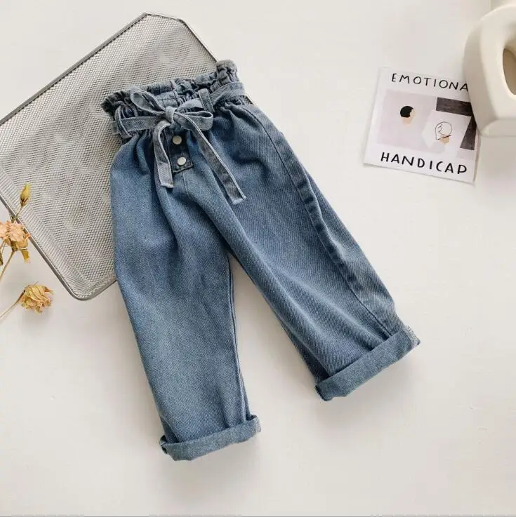 

2019 Hot Selling Girls Denim Bow Pants Autumn Fashion Girls Jean Pants 1-6T PX541