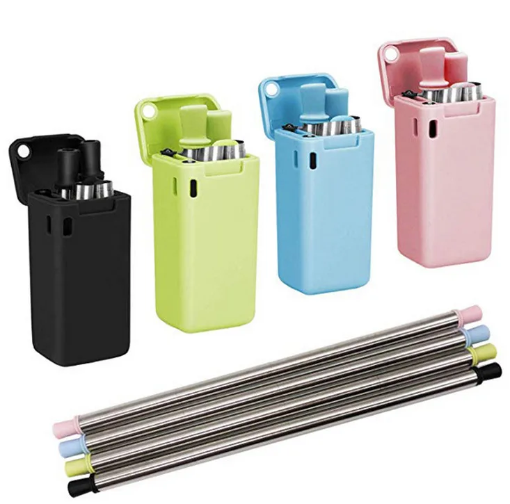 

Straw collapsible stainless steel straw Portable Easy to clean and reusable environmentally friendly suction tube multi-color