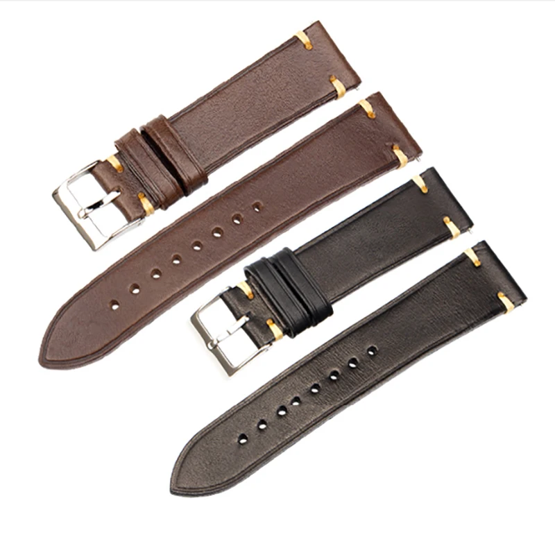 

Italian tree paste skin 18 20 22MM switch raw ear leather strap head layer cowhide male female casual retro wind