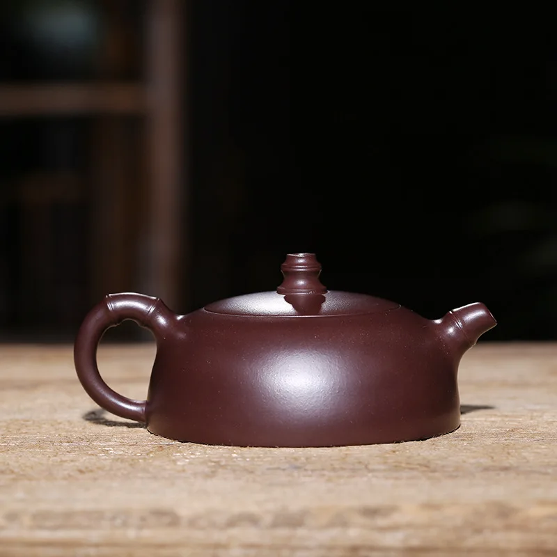 Yixing Purply Clay Teapot Chinese Kongfu Tea Pots Raw Ore Purple Mud Bamboo Half Moon Pot About 140ml