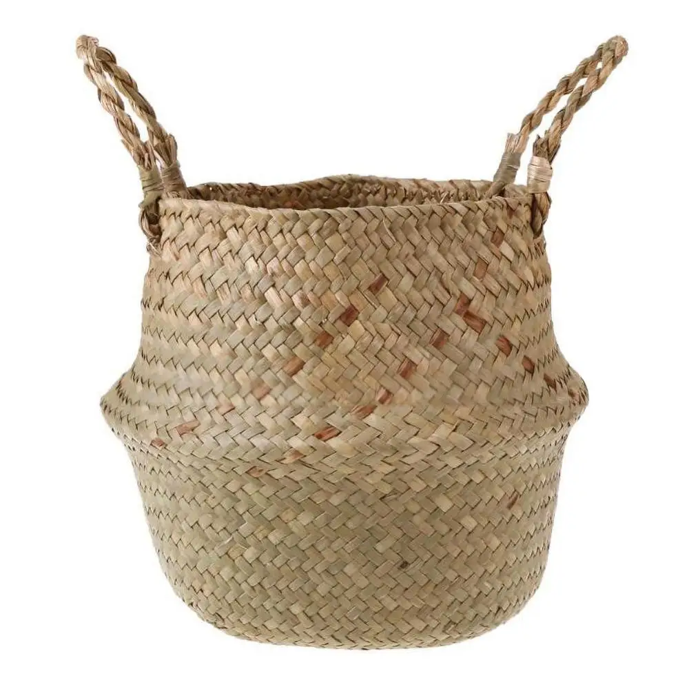 

Seagrass Wickerwork Basket Rattan Hanging Flower Pot Dirty Laundry Hamper Storage Basket Dropshipping