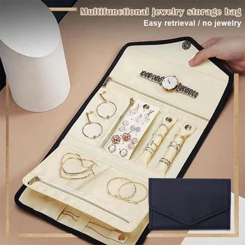 

Foldable Velvet Travel Accessory Pouch Multifunctional Portable Jewelry Storage Bag LXH