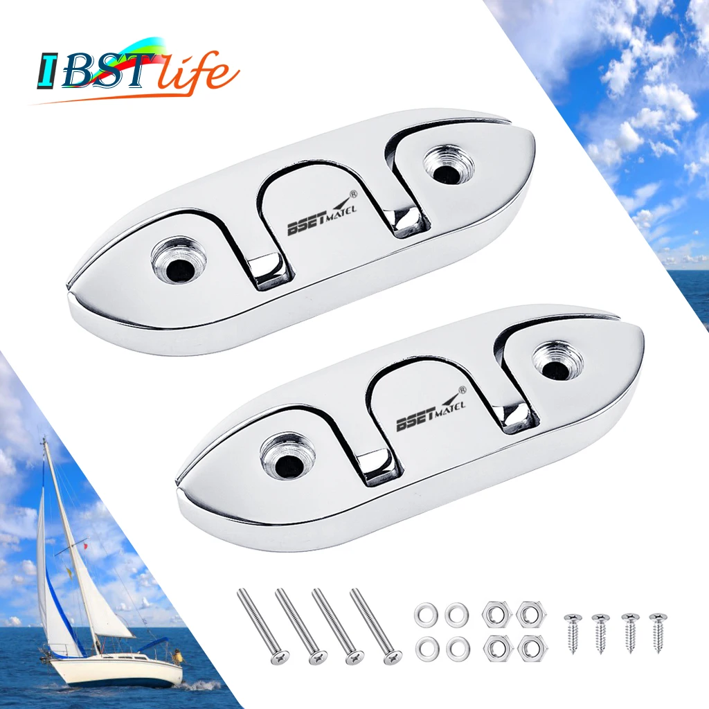 

2PCS 120mm Stainless Steel 316 Boat Flip Up Folding Pull Up Cleat Dock Deck marine hardware Line Rope mooring Cleat Accessories