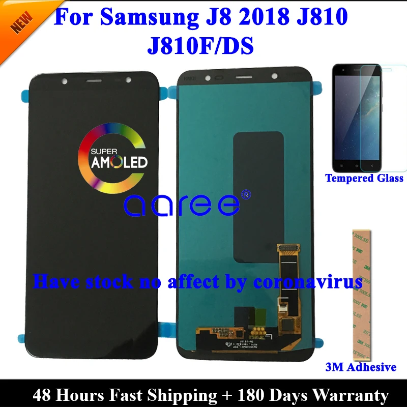 ЖК дисплей 100% Super AMOLED для Samsung J8 2018 J810 экран с сенсорным дигитайзером в