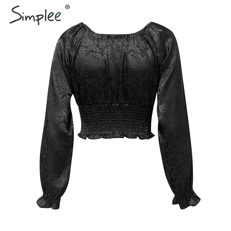 Simplee сексуальный винтажный буф рукав женская блузка рубашка элегантный шик черные вечерние highstreet блузка Рубашки Модные женские повседневные топы