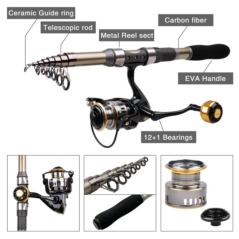 ILure Telescopic Kids Fishing Rod and Reel Combo Kit with Tackle Box for  Beginners Ice Fishing Pole Set Portable Boy Girl Youth - AliExpress