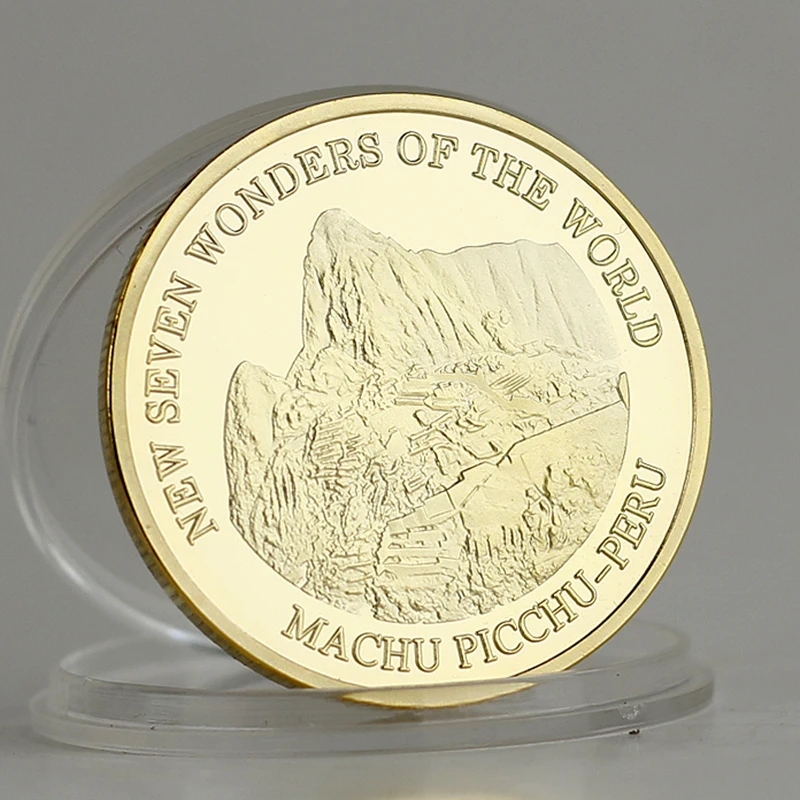 2017 Christ Machu Picchu Peru New Seven Wonders Of The World Reissue Gold Plated Coin Collection Souvenir Gift | Дом и сад