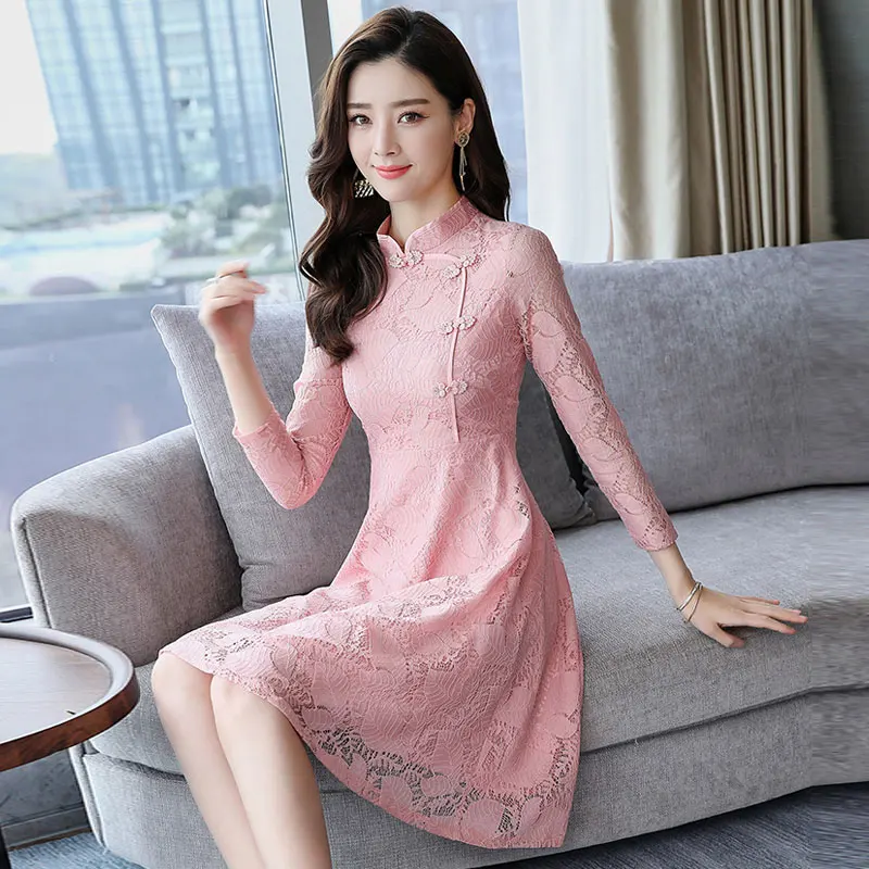 elegant chinese dress modern cheongsam satin dress chinese wedding dress cheongsam traditional chinese dress qipao - Цвет: color4