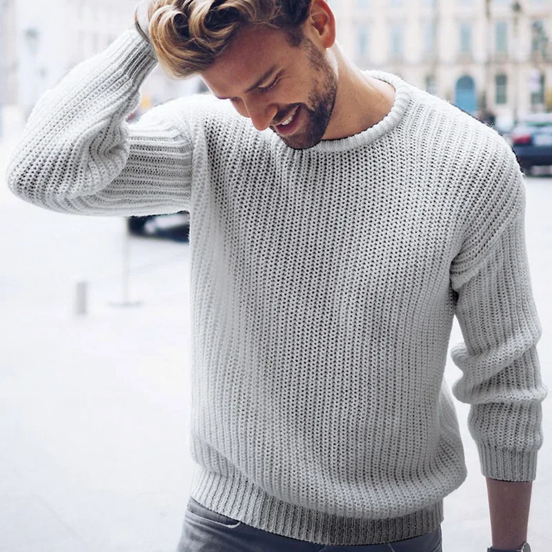 VERTVIE мужской брендовый свитер черно-белый Повседневный вязаный пуловер однотонные мужские свитера с круглым вырезом Модные уличные осенне-зимние топы