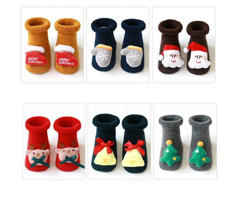 Рождественский подарок, тематические носки детские хлопковые носки для новорожденных, носок для Санты, зимние детские Нескользящие носки унисекс для мальчиков и девочек