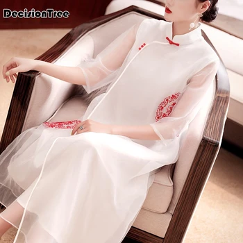 

2020 chinese dress women traditional cheongsam sexy bodycon sleeveless short flower party dress qipao mode chinese dress