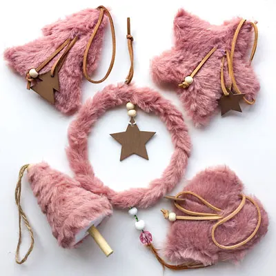 pink Nicro 5 шт./компл. 5 цветов плюшевые для рождественской вечеринки украшения куклы дерево кулон милый вечерние DIY домашний Декор# Chr70 - Цвет: pink