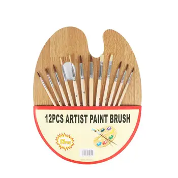 

13pcs Funny Smooth Wooden Art Painting Brush Painting Pen Color Palette for Kid Adult