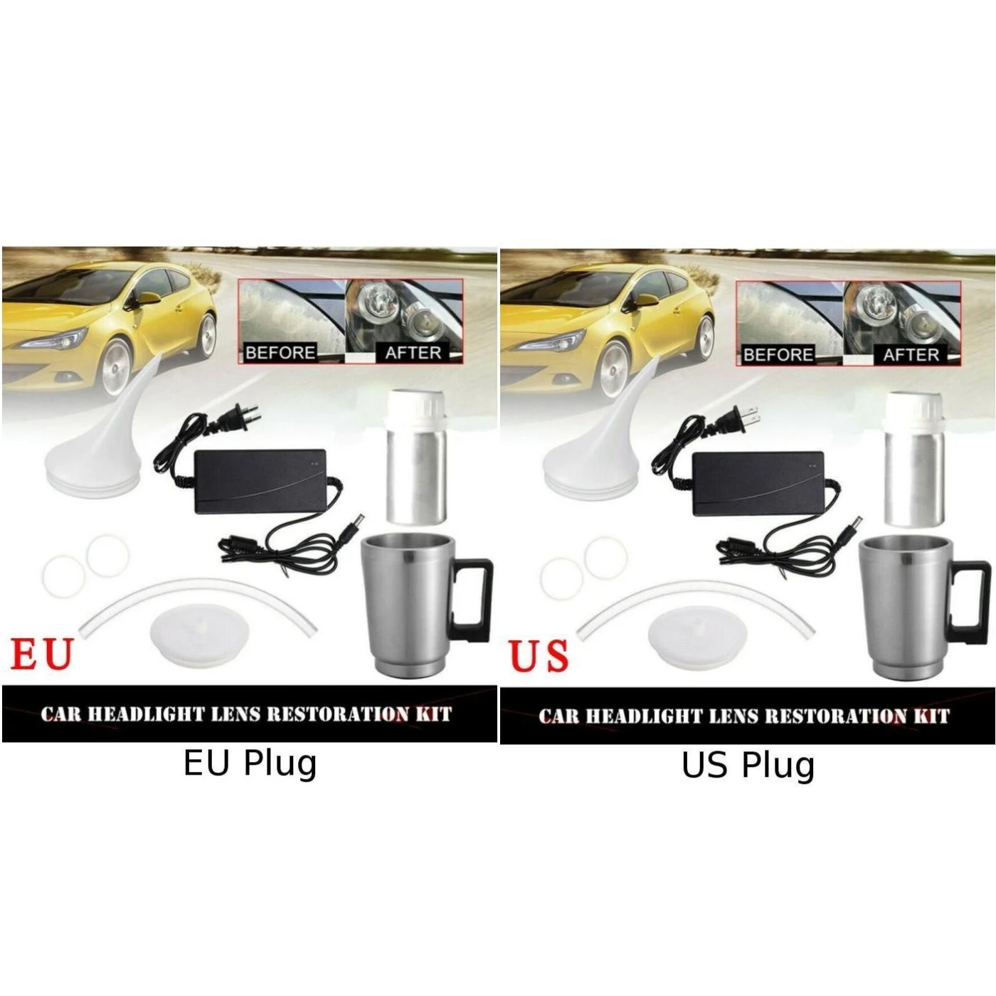  Car Headlight Lens Repair Tool Restoration Heating Atomization Cup Restore Kit