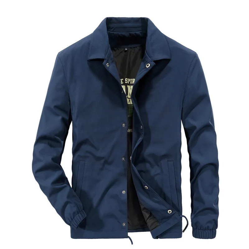 

New Style Spring And Autumn Men Casual Fit Large Size Jacket Young And Middle-aged Printed Fold-down Collar Men'S Wear Elasticit