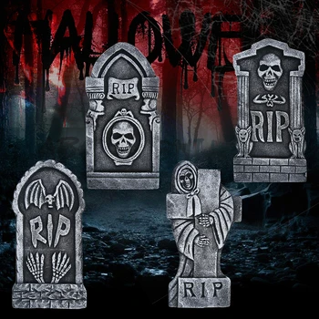 

4pcs Halloween Party Decoration Tombstone Gravestone Garden Decoration Skull Horror Haunted House Decor Frighten Kid Supplies