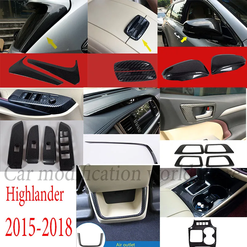

Накладка из АБС-пластика, углеродного волокна, 2019 для Toyota Highlander 2015-панель для оформления интерьера