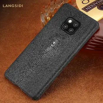 

Natural Stingray Leather Pearl fish phone case for Huawei mate 20 P20 Pro P30 Pro Lite Y9 Y7 Luxury Cover Honor 10 20 Pro 9X 8X