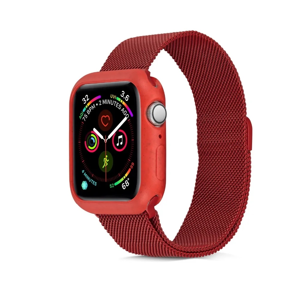 Миланская петля, ремешок из нержавеющей стали для Apple Watch 5, 4, 1, 2, 3, 42 мм, 38 мм, ремешок для iwatch серии 40 мм, 44 мм, чехол в виде макаруна, бесплатно