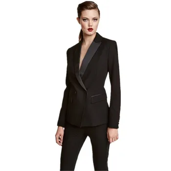 

Women's Slim Fashion Solid Color Suit Two-Piece (Jacket + Pants) Ladies Business Official Professional Wear