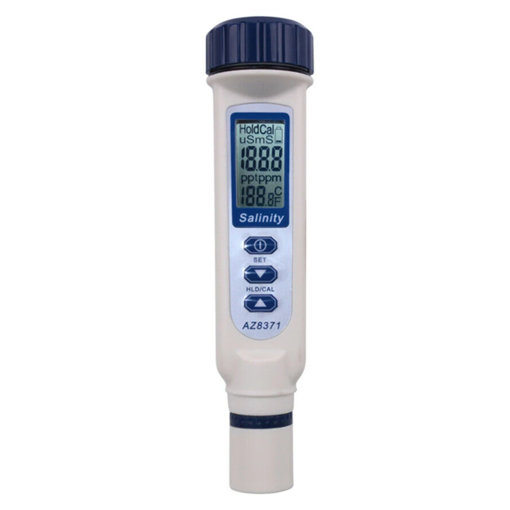 

AZ8371 Digital Display Conductivity Pen Type Portable Seawater Tester Brine Salinometer Temperature Handheld LCD Waterproof Food